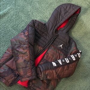 Jordan Kids Puffer Jacket - Black and Red Camo
